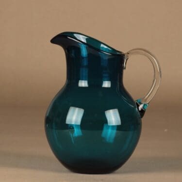 Riihimäen lasi Pomona kaadin, turkoosi, suunnittelija Oiva Toikka,