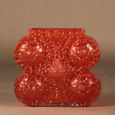 Riihimäen lasi Nebulosa maljakko, oranssi, suunnittelija Nanny Still,