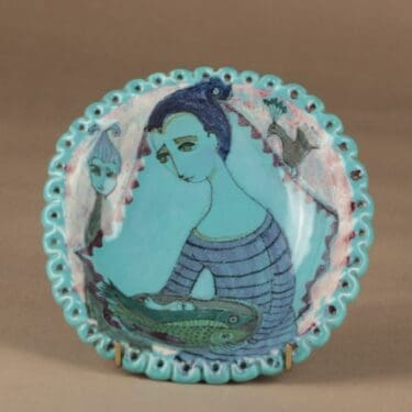 Arabia HLA koristelautanen, käsinmaalattu, suunnittelija Hilkka-Liisa Ahola, käsinmaalattu, signeerattu