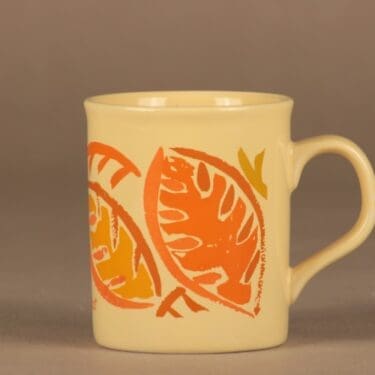 Marimekko muki, keltainen, oranssi, suunnittelija ,