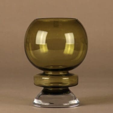 Riihimäen lasi Ella maljakko, vihreä, kirkas, suunnittelija Nanny Still,