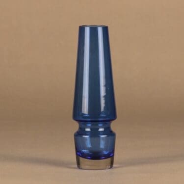 Riihimäen lasi maljakko, sininen, kirkas, suunnittelija Tamara Aladin,