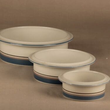 Arabia Uhtua kulho, 3 kpl, suunnittelija Inkeri Leivo, raitakoriste