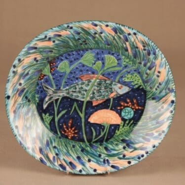 Arabia Pro Arte Hubertus lautanen, Ahven, suunnittelija Dorrit von Fieandt, Ahven, ahven, kala-aihe