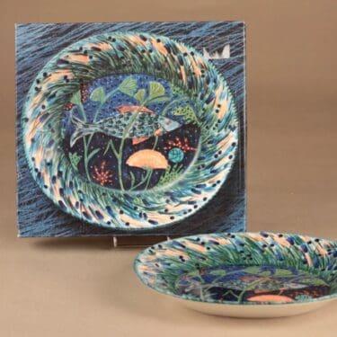 Arabia Pro Arte Hubertus lautanen, Ahven, suunnittelija Dorrit von Fieandt, Ahven, ahven, kala-aihe