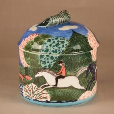 Arabia Pro Arte Hubertus terriini, monivärinen, suunnittelija Dorrit von Fieandt,