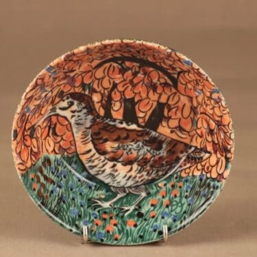 Arabia Pro Arte Hubertus lautanen, Lehtokurppa, suunnittelija Dorrit von Fieandt, Lehtokurppa, Lehtokurppa, lintu-aihe