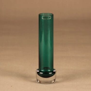 Riihimäen lasi maljakko, turkoosi, kirkas, suunnittelija Tamara Aladin,