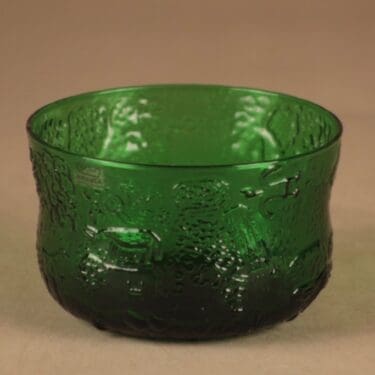 Nuutajärvi Fauna annoskulho, vihreä, suunnittelija Oiva Toikka, Eläin-aihe