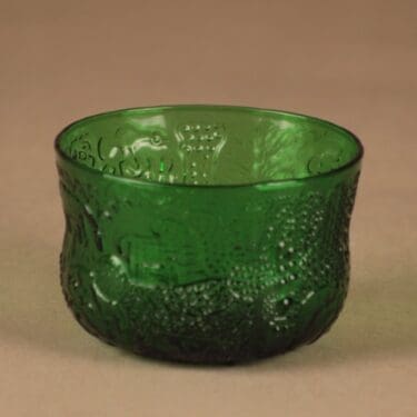 Nuutajärvi Fauna annoskulho, vihreä, suunnittelija Oiva Toikka, Eläin-aihe