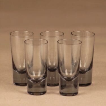 Nuutajärvi KF 2817 snapsilasi, harmaa, 5 kpl, suunnittelija Kaj Franck,