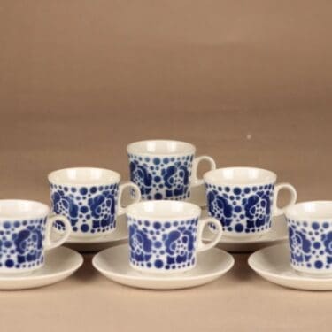 Arabia Varpu kahvikuppi, puhalluskoriste, 6 kpl, suunnittelija tuntematon, puhalluskoriste