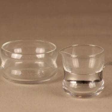 Iittala Paula sokerikko ja kermakko, kirkas, hopea, suunnittelija Jorma Vennola, metalliotin