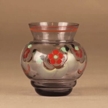 Kauklahden lasi maljakko, käsinmaalattu, suunnittelija , käsinmaalattu