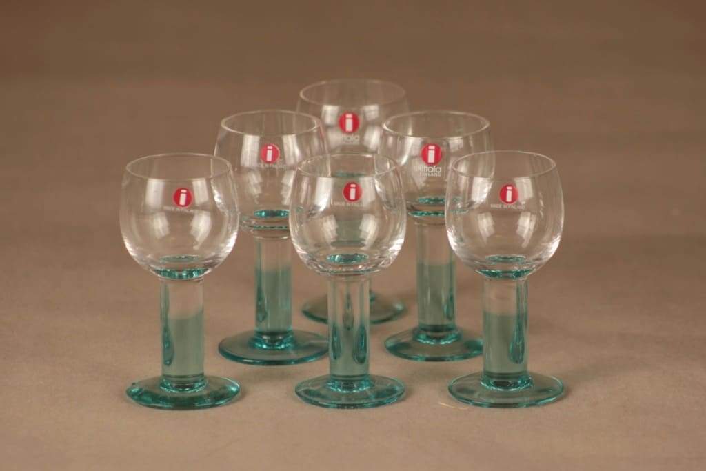 Iittala Mondo snapsilasi vihreä, 6 kpl suunnittelija Kerttu Nurminen