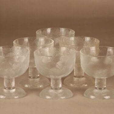 Nuutajärvi Miranda annoskulho, kirkas, 6 kpl, suunnittelija Heikki Orvola,