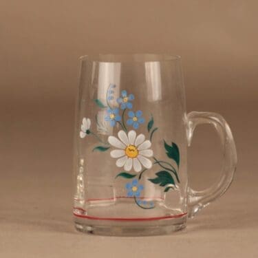 Kauklahden lasi tuoppi, käsinmaalatti, suunnittelija , käsinmaalatti, kukka