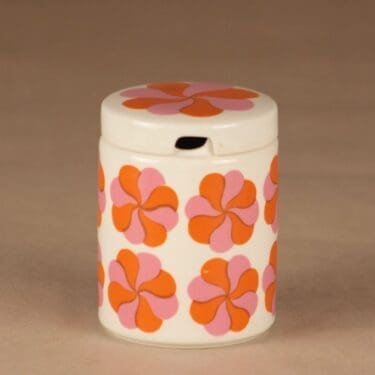 Arabia Mamselli purnukka, kannellinen, suunnittelija Gunvor Olin-Grönqvist, kannellinen, kannellinen, kukka, retro