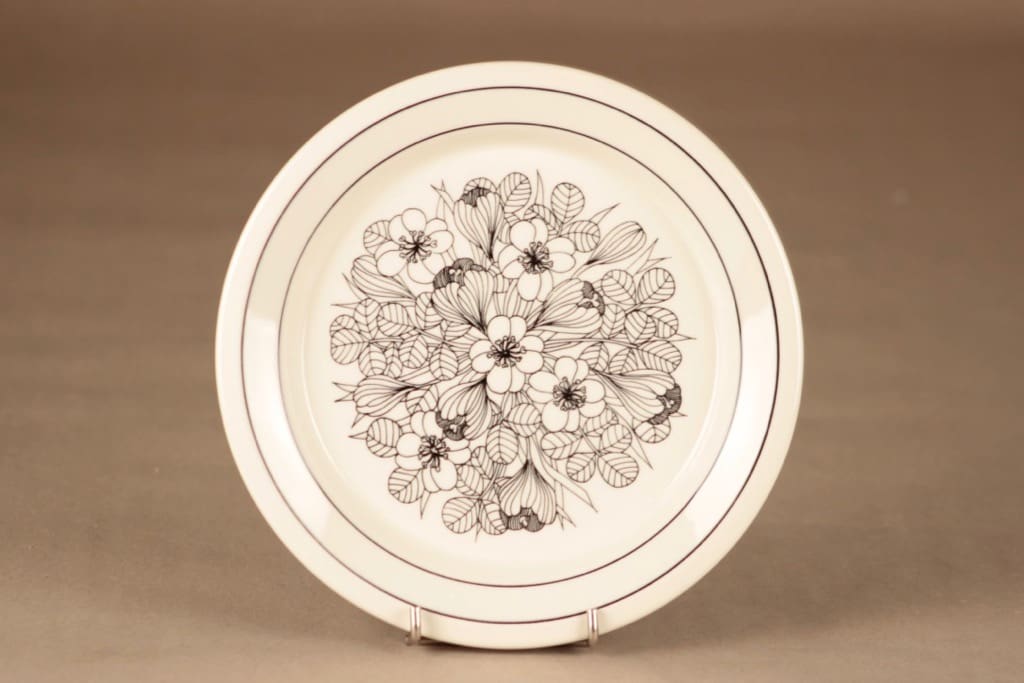 Arabia Krokus lautanen, 19.5 cm, suunnittelija Esteri Tomula, 19.5 cm, kukka, serikuva