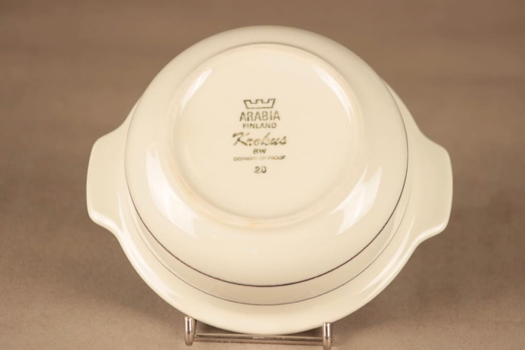 Arabia Krokus kulho, korvallinen, suunnittelija Esteri Tomula, korvallinen, raitakoriste kuva 3