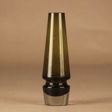 Riihimäen lasi maljakko, sammaleenvihreä, kirkas, suunnittelija Tamara Aladin,