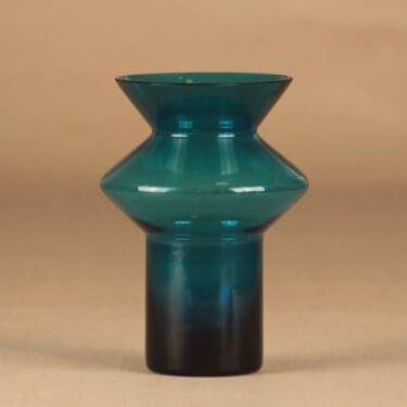 Riihimäen lasi Hyrrä maljakko, turkoosi, suunnittelija Helena Tynell,