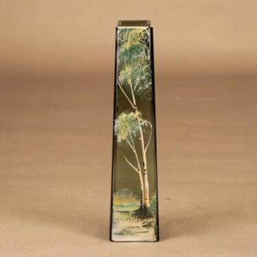 Riihimäen lasi maljakko, käsinmaalattu, suunnittelija tuntematon, käsinmaalattu