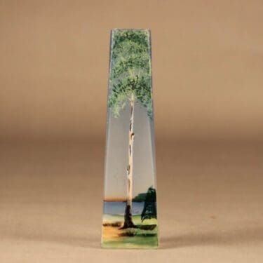 Riihimäen lasi maljakko, käsinmaalattu, suunnittelija tuntematon, käsinmaalattu