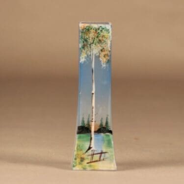 Riihimäen lasi maljakko, käsinmaalattu, suunnittelija tuntematon, käsinmaalattu