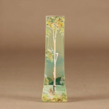 Riihimäen lasi maljakko, käsinmaalattu, suunnittelija tuntematon, käsinmaalattu