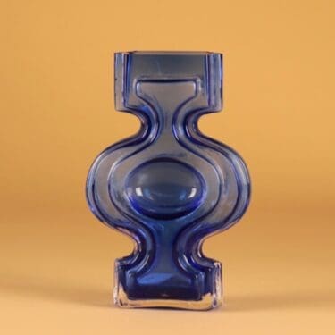 Riihimäen lasi Emma vase, blue designer Helena Tynell