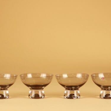 Iittala 2092 jälkiruokamalja, harmaa, 4 kpl, suunnittelija Tapio Wirkkala,